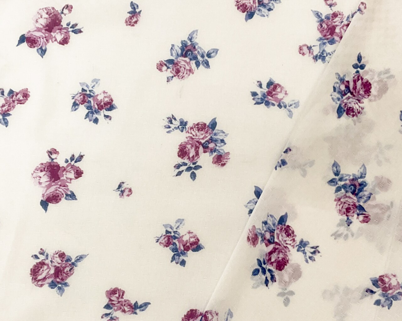 Off-White-Multi Poly Floral Printed Dobby Chiffon Woven Fabric By the Yard